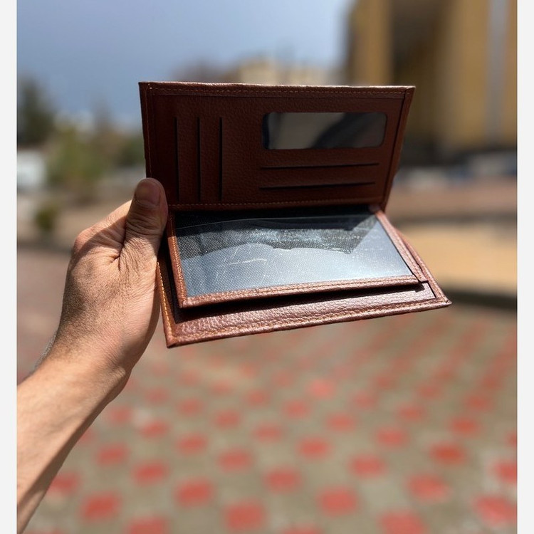 ست کادویی کمربند و کیف مردانه رنگ عسلی