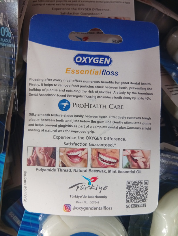 نخ دندان اکسیژن 50 متری نازک ترکیه اصلی